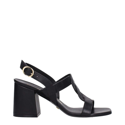 Stuart Weitzman Black Leather Platform Sandals