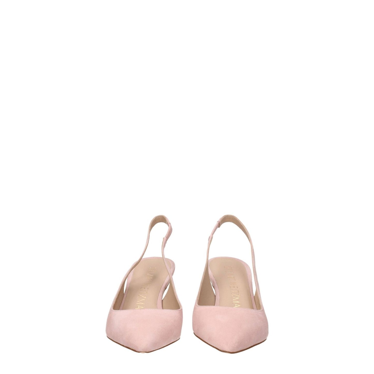 Stuart Weitzman Pink Leather Mid Heel Pumps with pointy toes and suede finish.