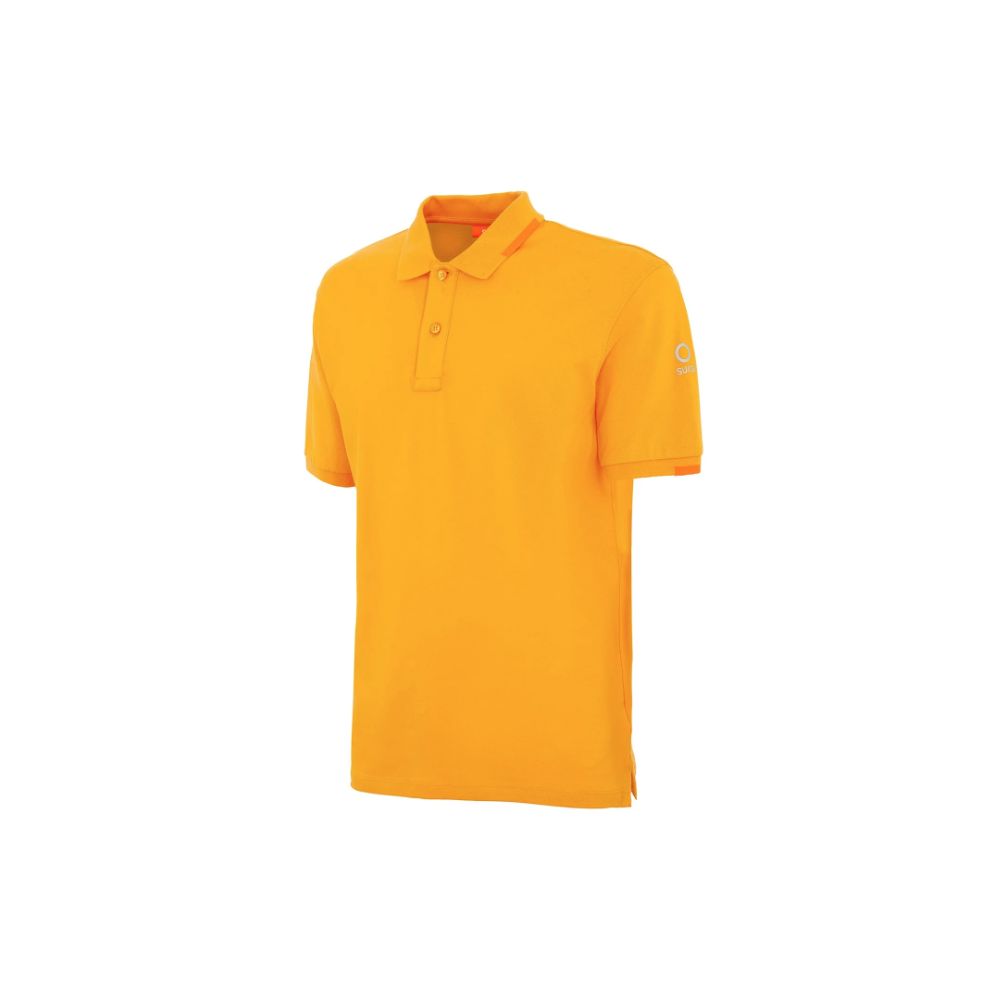 Suns Orange Cotton Polo Shirt with ribbed collar and button closure, logo on left sleeve.