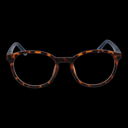 Tortoise shell eyeglass frames with round lenses, front view
