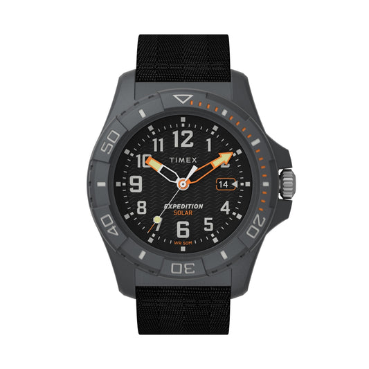 TIMEX Mod. EXPEDITION SOLAR wristwatch, solar quartz movement, 46mm plastic case, water-resistant 5 ATM, fabric strap, mineral dial