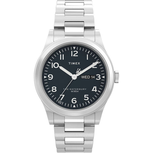 TIMEX MOD. WATERBURY wristwatch, stainless steel, quartz with day and date function, 39mm case, water-resistant 10 ATM.