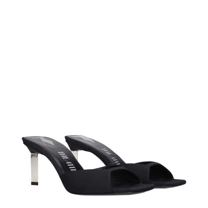 The Attico Black Satin Stiletto Heel Sandals with open toe and 7.5 cm mid heels, featuring a leather sole for a casual style.