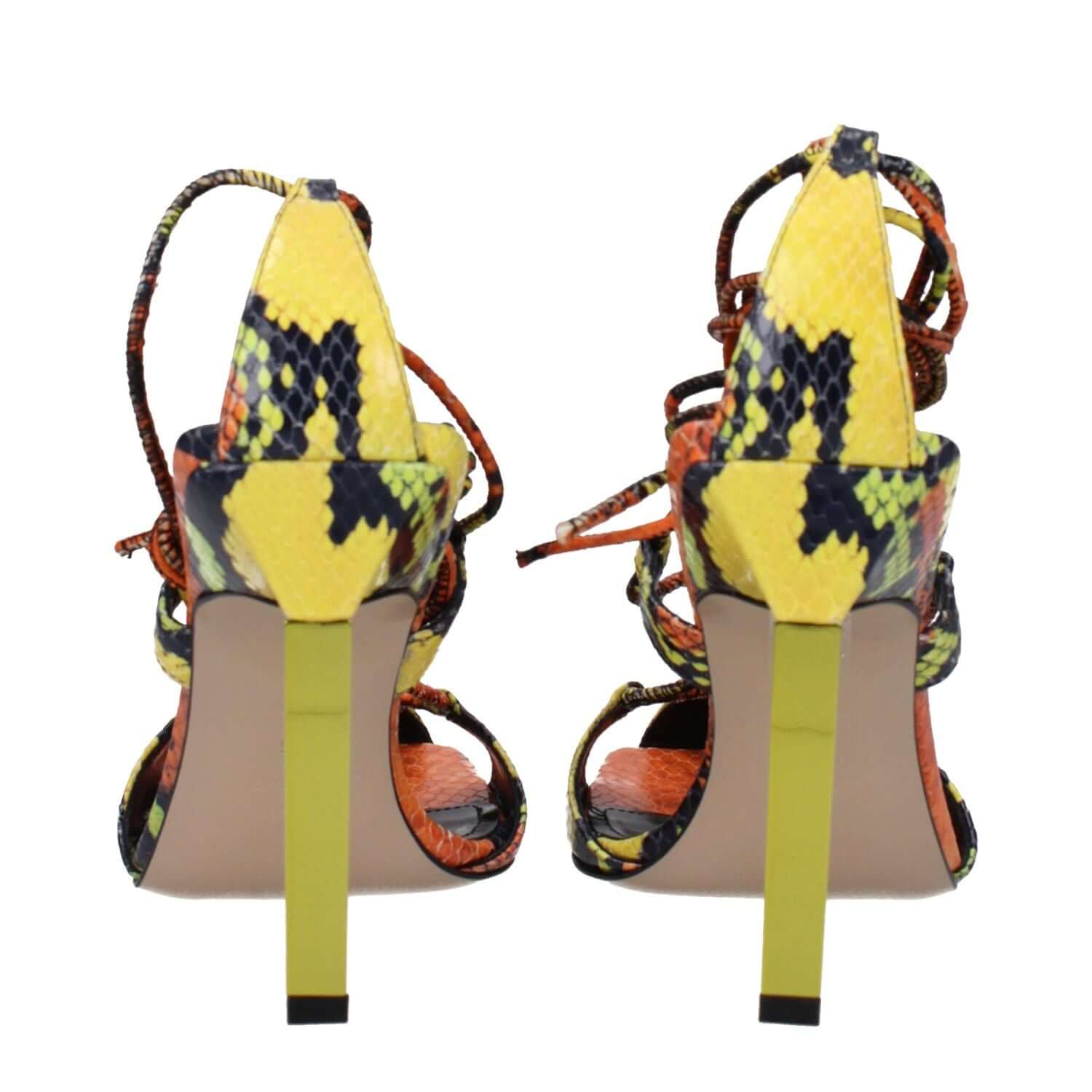 The Attico Orange Leather Stiletto Heel Sandals