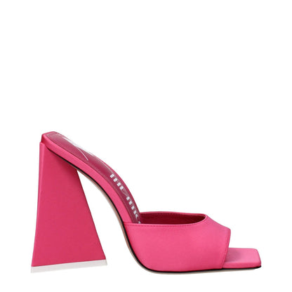 The Attico Pink Fabric Platform Sandals with high heel and open toe design.