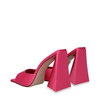 The Attico Pink Fabric Platform Sandals, open toe high heel, leather sole, stylish design, MPN S000V015026, elegant footwear.