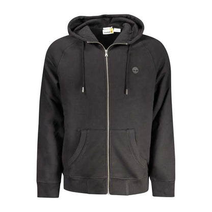 Timberland Black Cotton Men Sweater with Central Pockets and Zip