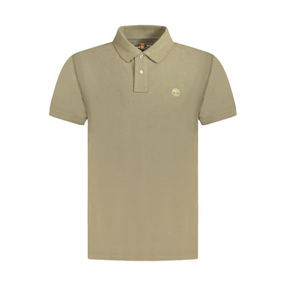 Timberland Brown Cotton Men Polo Shirt with two-button placket and logo embroidery.
