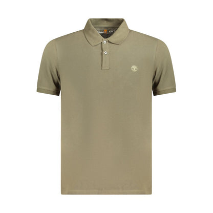 Timberland Green Cotton Polo Shirt, slim fit with short sleeves, 2 buttons, embroidery, logo.