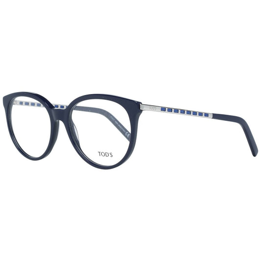 Alt Tag: Tod's Blue Women Glasses Frame with metal and plastic full-rim butterfly style, size 53-16-140, comes with branded case.