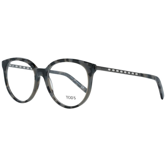 Tod's Gray Plastic Glasses (Frames) for Women with Full-Rim Round Style, 53mm Lenses Width, Demo Lenses, Grey Frame, Branded Case Included.