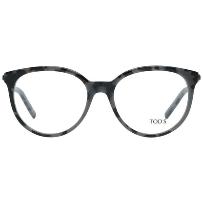 Tod's Gray Plastic Glasses (Frames) for women with grey full-rim round style, size 53-17-140, plastic material.