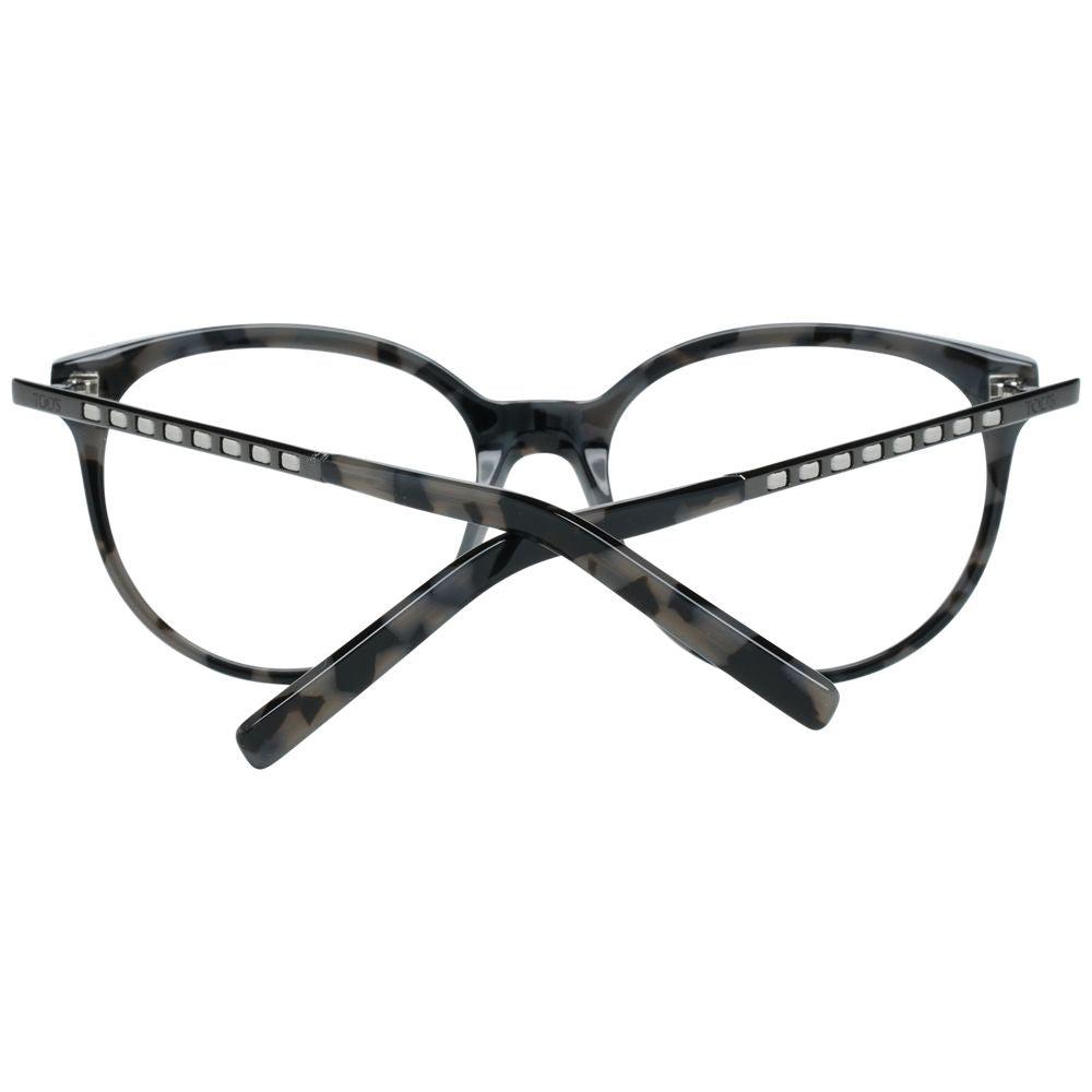 Front view of Tod's Gray Plastic Glasses (Frames) in a round style, featuring full-rim design and grey plastic frame material for women.