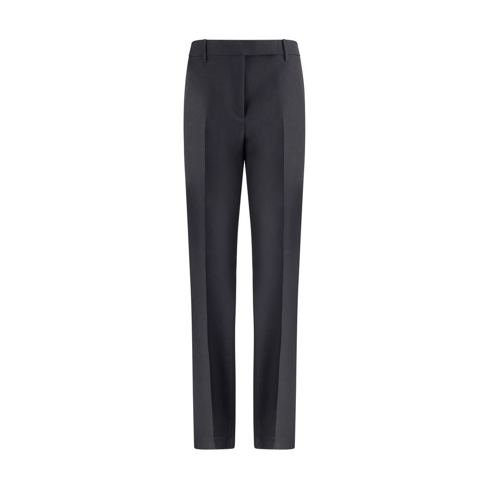 Tom Ford Black Wool Pants with high waist, center pleat, and belt loops made from fine wool gabardine, mohair, and silk, AW25 Season.