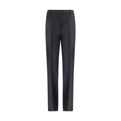 Tom Ford Black Wool Pants with high waist, center pleat, and belt loops made from fine wool gabardine, mohair, and silk, AW25 Season.