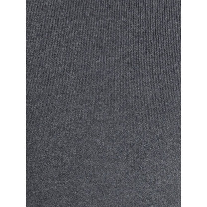 Close-up texture of Tom Ford Gray Cashmere Long Skirt showcasing the luxurious knit and ribbed design.