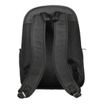 Tommy Hilfiger Black Polyester Backpack with adjustable straps and contrasting details, rear view.