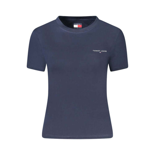 Tommy Hilfiger Blue Cotton Women T-Shirt with crew neck and logo