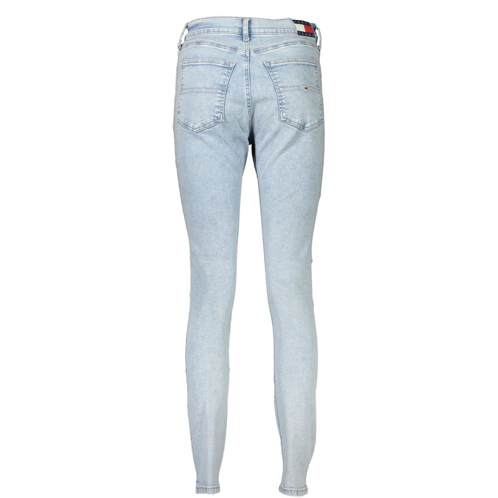 Back view of Tommy Hilfiger Blue Cotton Women's Skinny Jean featuring five-pocket design.