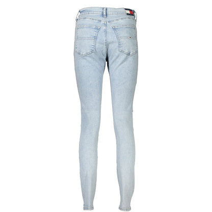 Back view of Tommy Hilfiger Blue Cotton Women's Skinny Jean featuring five-pocket design.