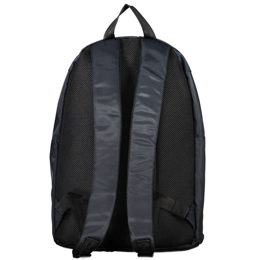Tommy Hilfiger Blue Polyester Men Backpack with adjustable straps and front pocket, eco-friendly recycled material for style and function.