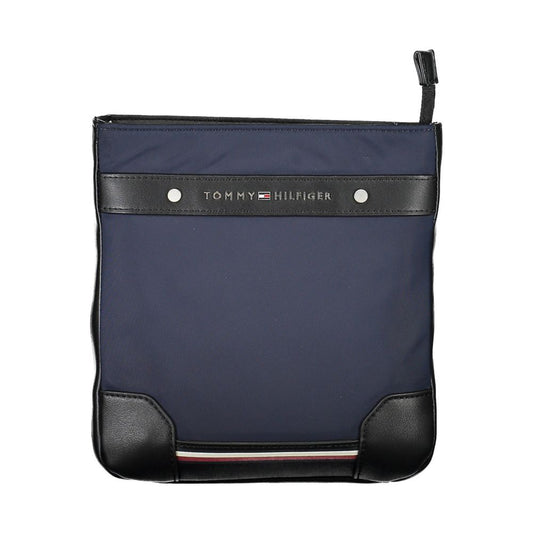 Tommy Hilfiger Blue Polyester Men Shoulder Bag with zip closure and adjustable strap, crafted from recycled polyester.