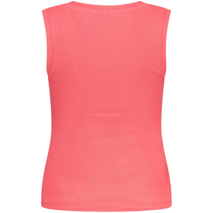 Tommy Hilfiger Pink Cotton Tank Top with wide neckline and logo embroidery, made of 95% regenerative cotton.