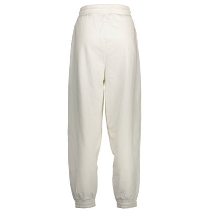 Tommy Hilfiger White Cotton Pant, sports trousers with elastic waistband and laces, two pockets, embroidery, brand logo, recycled fiber