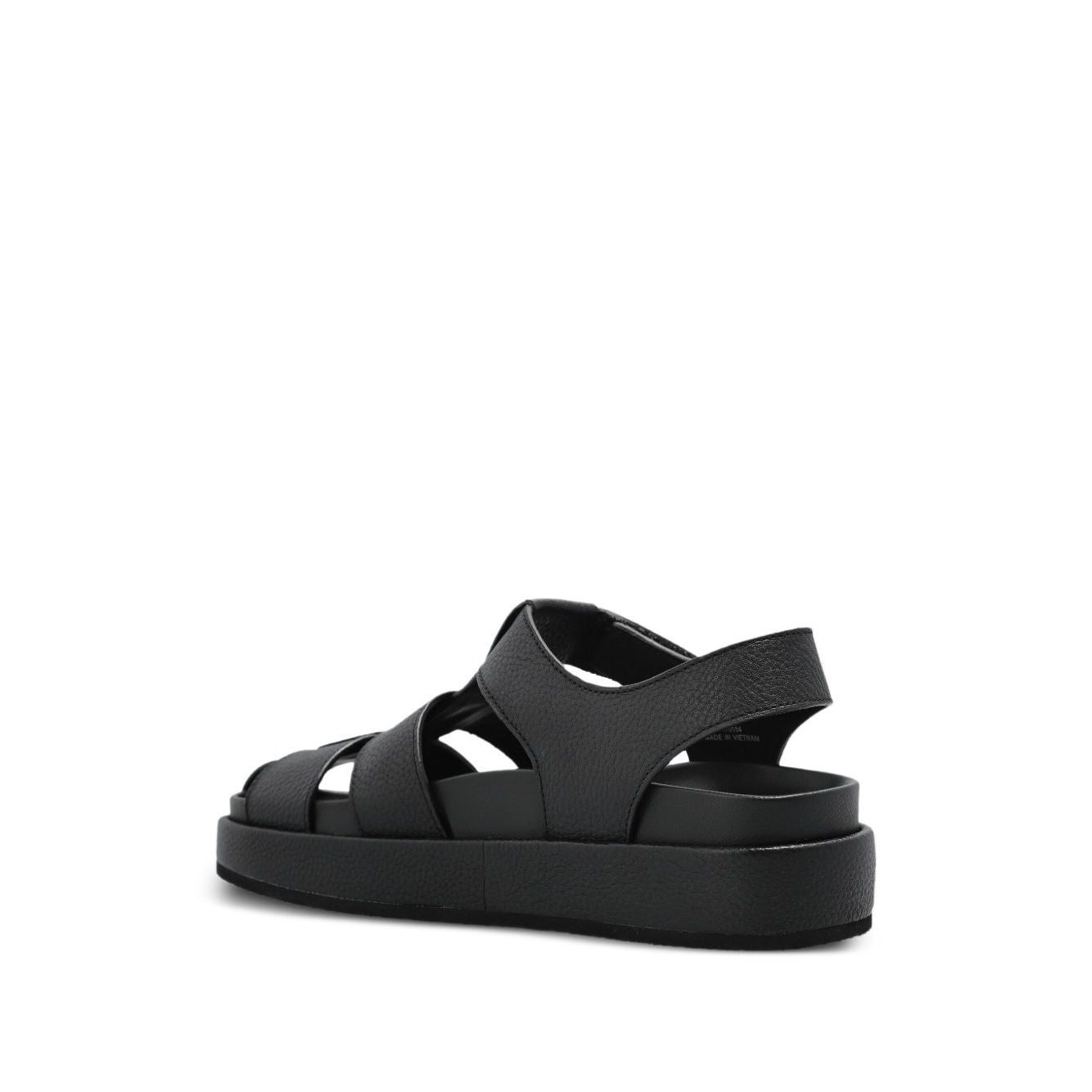 Tory Burch Sandals Black with multiple straps, logo detail, cushioned sole, open toe, flat base, Kira Fisherman Sport leather sandals