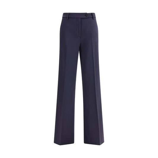 True Royal Blue Viscose Flared Pants with high waist, front zipper, button closure, belt loops, and side welt pockets for a chic look.