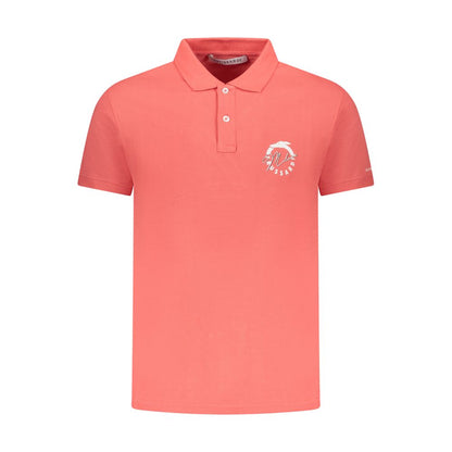 Trussardi Pink Cotton Men Polo Shirt with logo, short sleeves, and two-button placket.