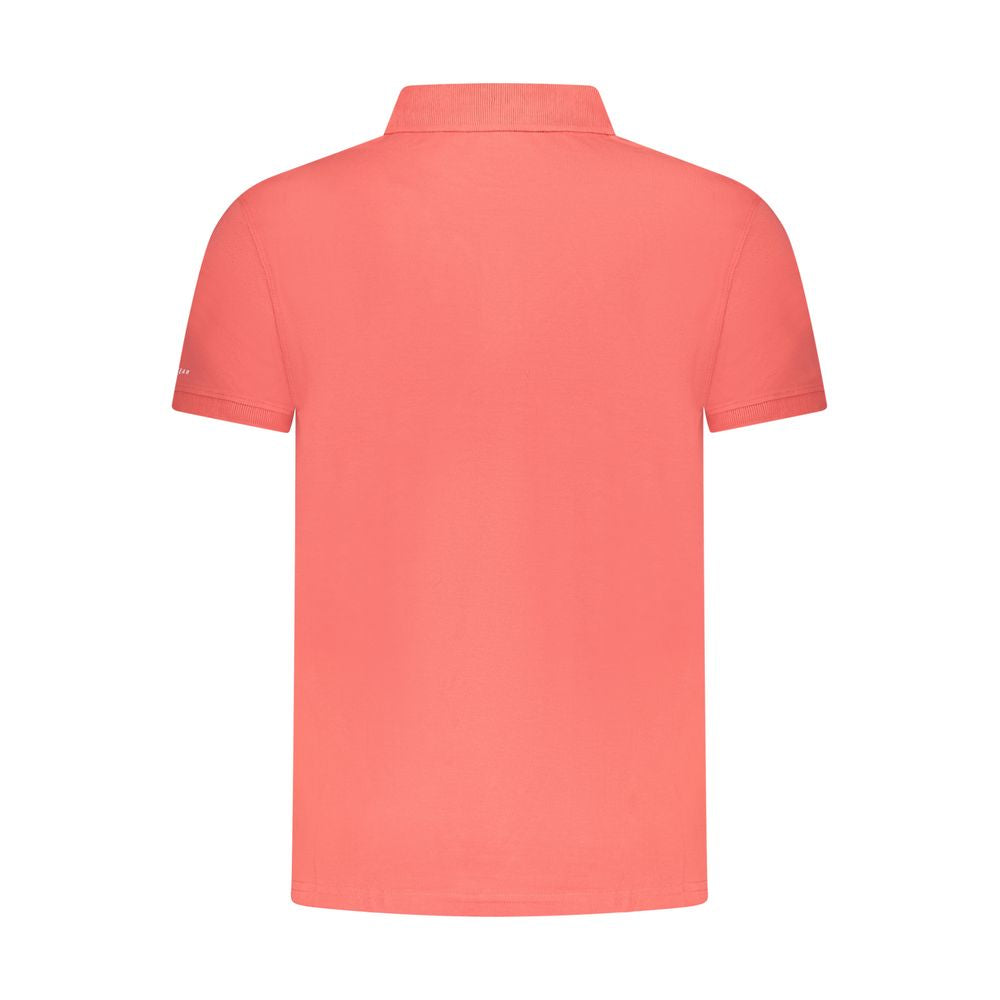 Back view of the Trussardi Pink Cotton Men Polo Shirt featuring a classic design and short sleeves, ideal for a stylish wardrobe update.