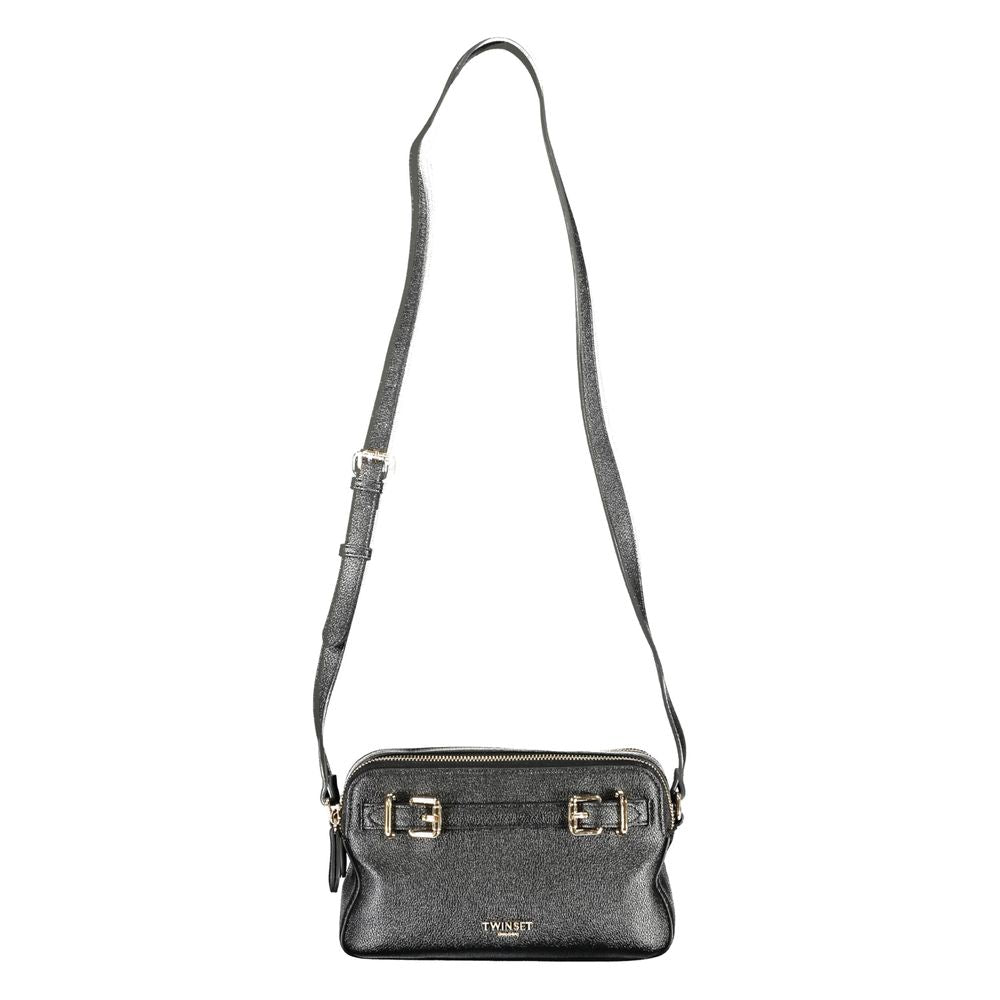 Twinset Black Polyethylene Women Handbag with adjustable strap and dual compartments for modern style and functionality.