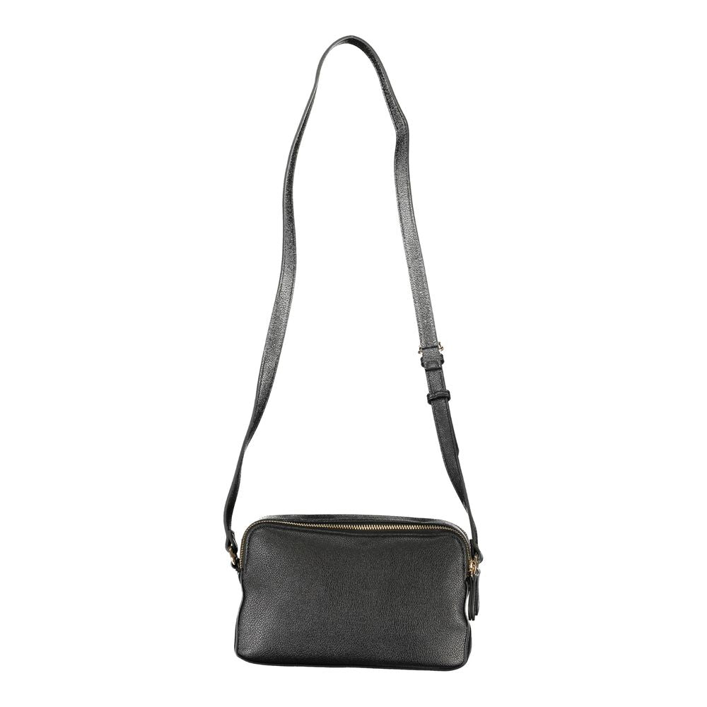 Elegant Twinset Black Polyethylene Women Handbag with adjustable strap, featuring dual compartments and card pocket.