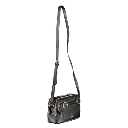 Twinset Black Polyethylene Women Handbag with adjustable strap and dual compartments for organized essentials.