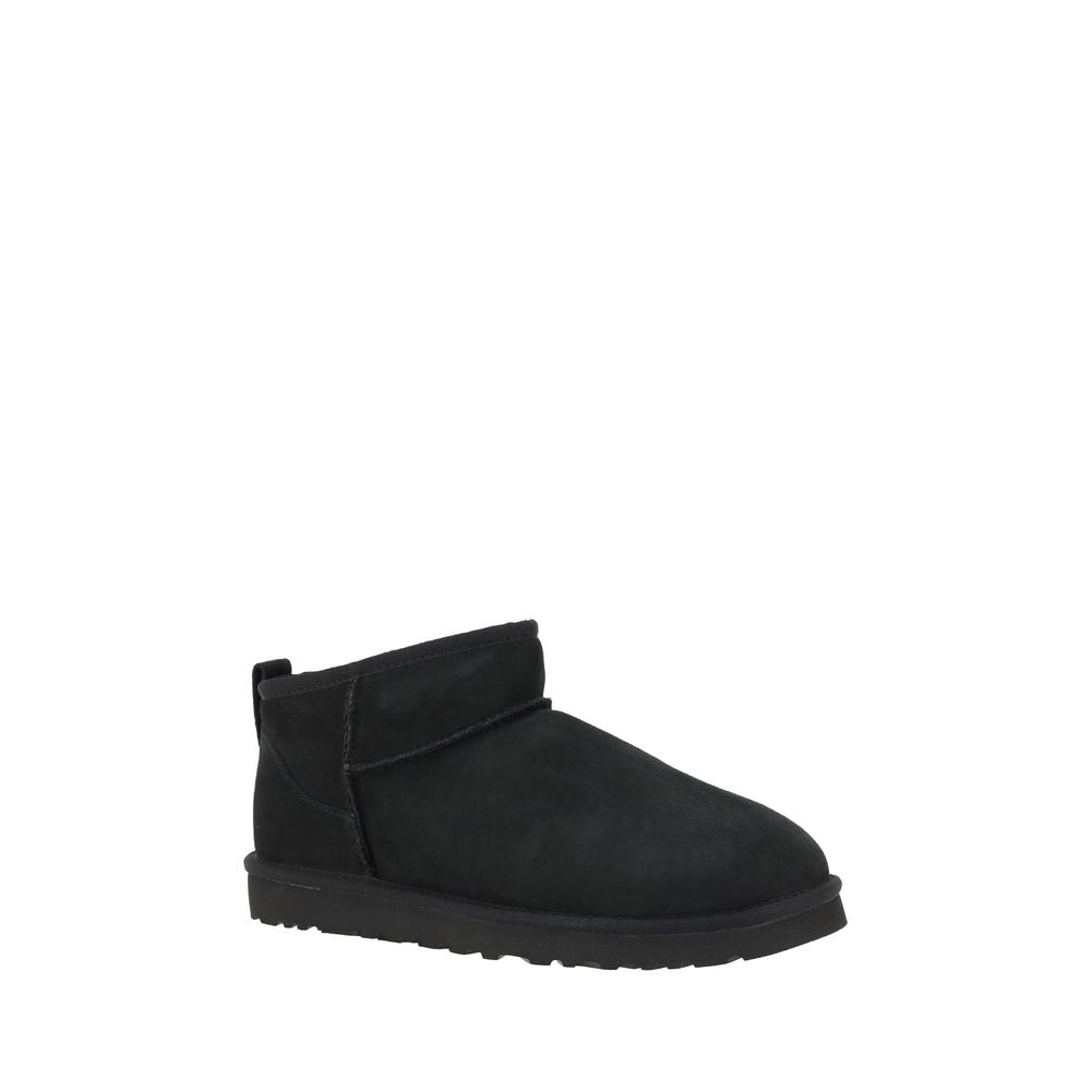UGG Black Goatskin Ankle Boots with knurled sole and shearling lining for comfort and style