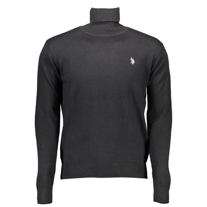 U.S. POLO ASSN. Black Cotton Sweater with high collar, long sleeves, and embroidered logo.