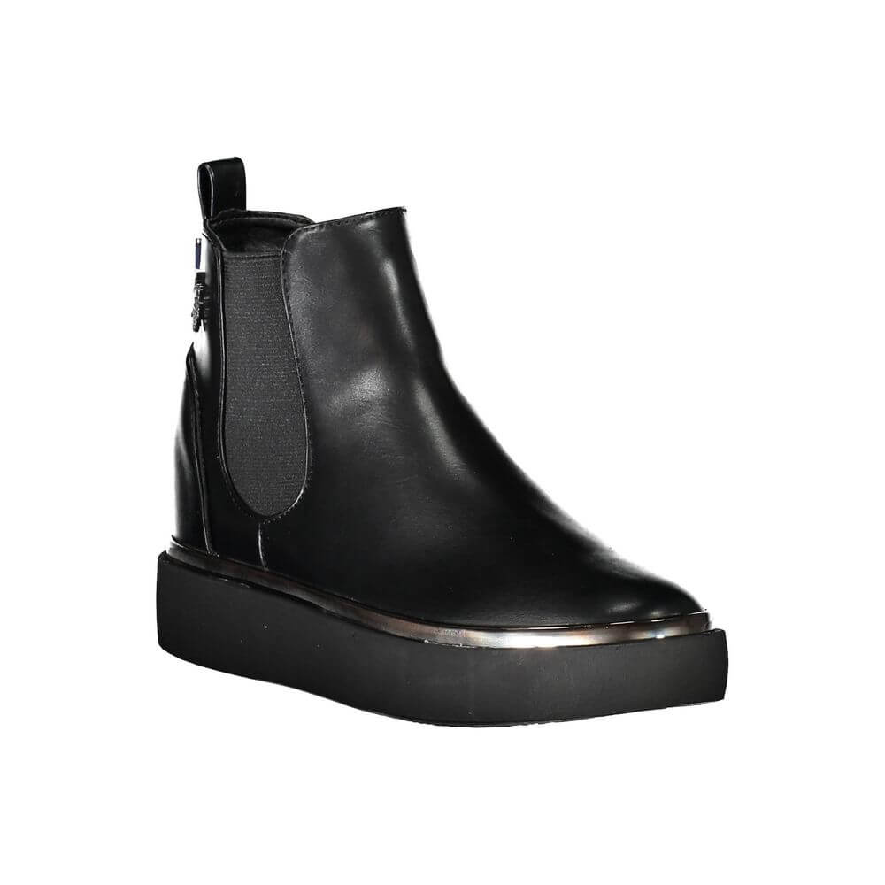U.S. POLO ASSN. Black Polyester Women Boot with sleek low ankle design and iconic logo