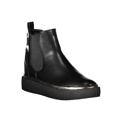 U.S. POLO ASSN. Black Polyester Women Boot with sleek low ankle design and iconic logo