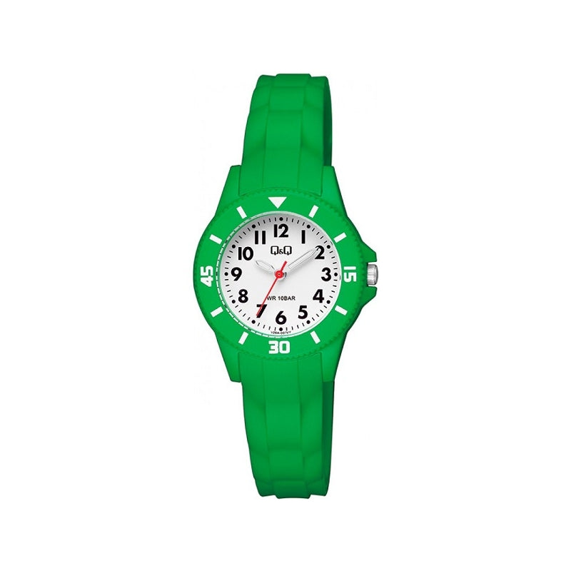 Q&Q Mod. KID ONLY TIME green resin baby wristwatch, water resistant, quartz movement