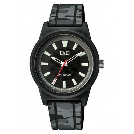 Q&Q Mod. GENT ONLY TIME wristwatch, 10 ATM water resistant, 40mm resin case, mineral dial, quartz movement, packaged in official box.