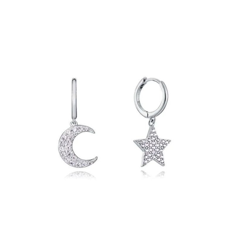 Moon and star silver earrings by VICEROY JEWELS Mod. 13104E000-30, featuring 925° silver and quartz analog design. Official packaging included.