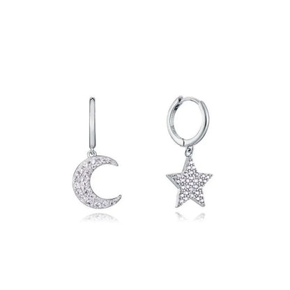 Moon and star silver earrings by VICEROY JEWELS Mod. 13104E000-30, featuring 925° silver and quartz analog design. Official packaging included.