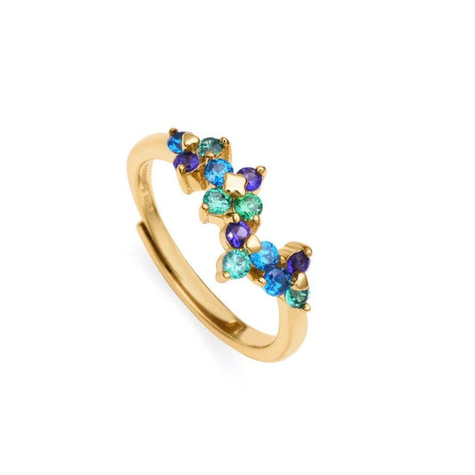 Elegant gold ring adorned with blue and green gemstones, representing the VICEROY JEWELS Mod. 13136A013-33 collection for ladies.