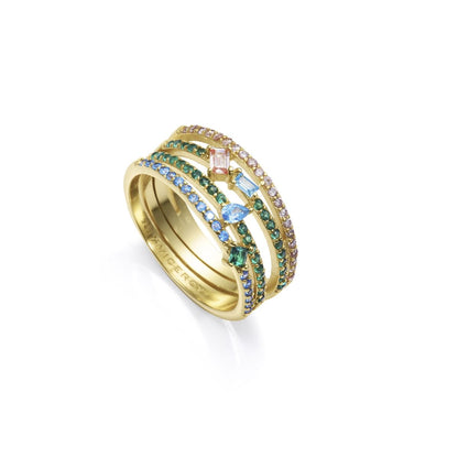 VICEROY JEWELS Mod. 15121A012-39 silver 925° ladies ring with multi-colored gemstones, elegant design in an official box.