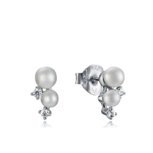 VICEROY JEWELS Mod. 5109E000-68 silver earrings with pearl and diamond accents, lady's quartz analog design, official packaging included.