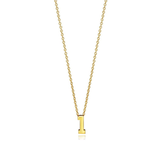 Gold letter 'I' pendant necklace on a delicate chain