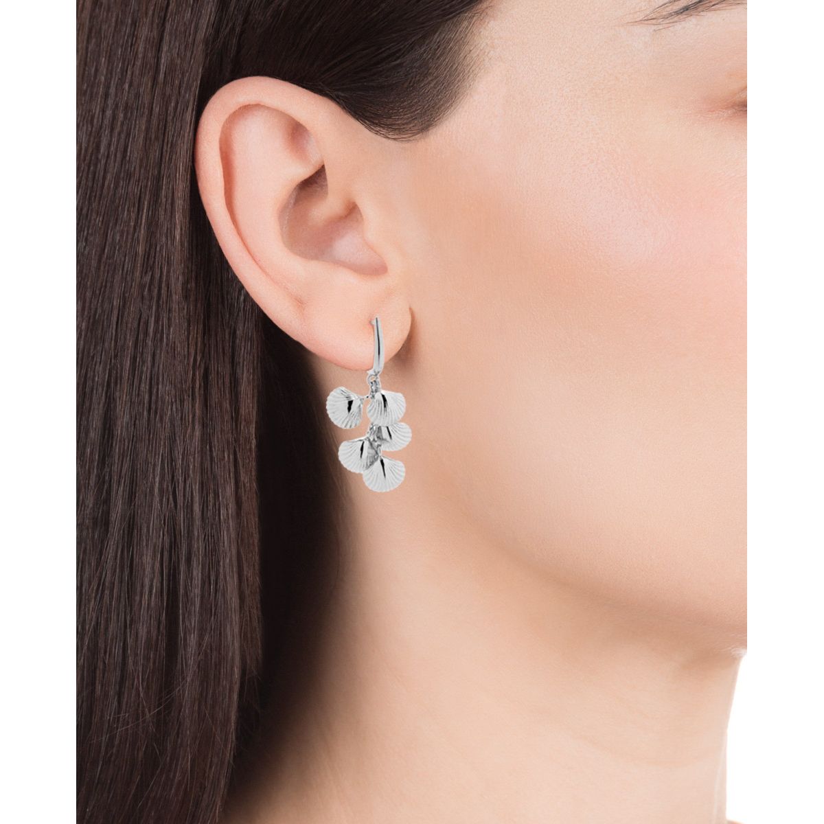VICEROY JEWELS Mod. 61070E000-00 silver earrings on a woman's ear, showcasing elegant design suitable for ladies, water resistant.