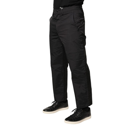 Valentino Black Mid Waist Men Tapered Dress Trouser Pants