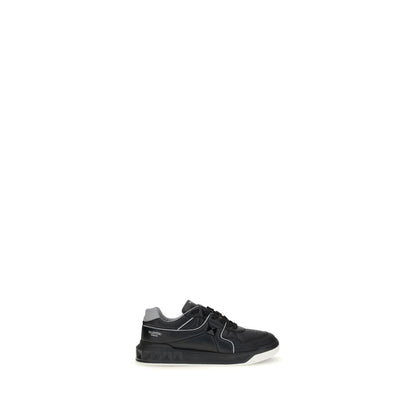 Valentino Garavani Black Calf Leather Bos Taurus Low Top Sneakers